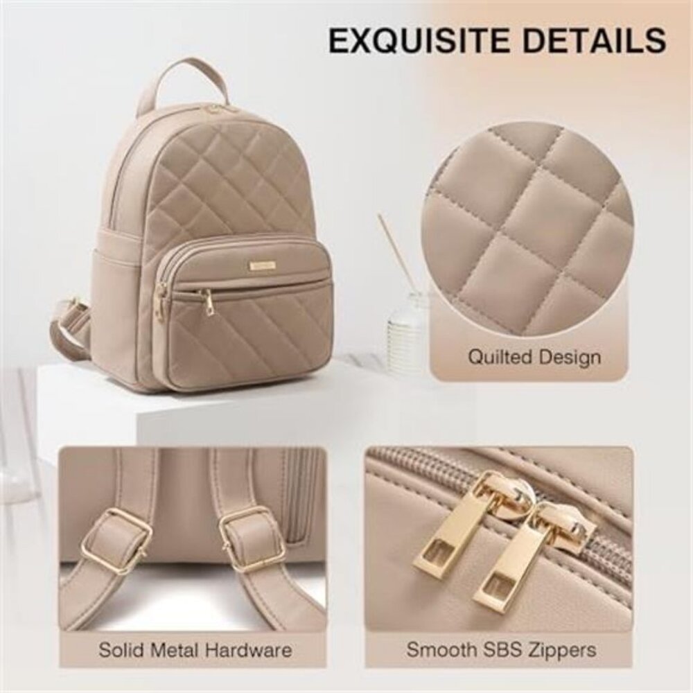 Mini Backpack for Women Vegan Leather Small Fashion Purse for Travel - Picture 6 of 6